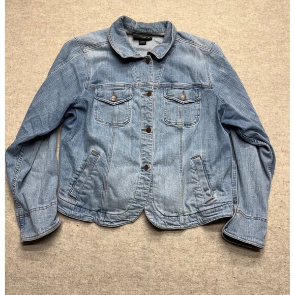 Venezia Medium Wash Denim Trucker Jean Jacket Plus Size 22/24 - Picture 1 of 8